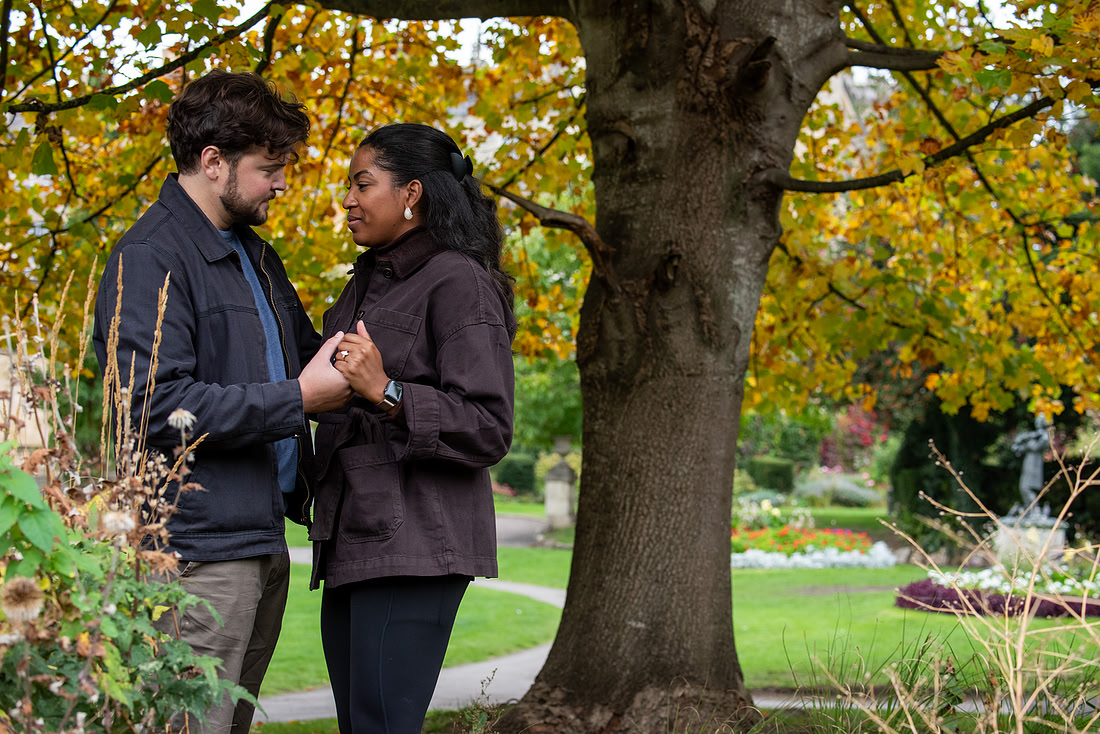 Engagement & Proposal pictures in Bath. Couple enjoying moment together. Intimate photography