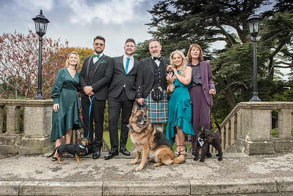 Wedding guests with dogs. Bath Spa Hotel