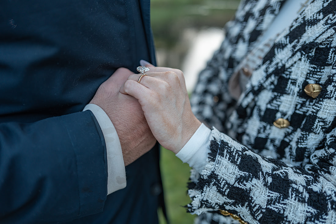 Surprise Proposal at Palladian Bridge captured by Bea. Picture is showing the ring!