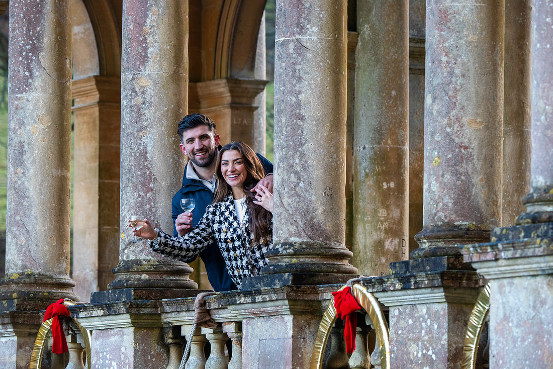 “Surprise proposal at Palladian Bridge in Bath with champagne celebration”