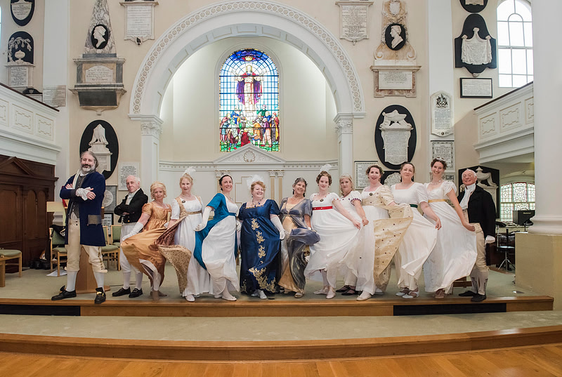 Jane Austen Festival group team photo created by Bath personal, creative and artistic bath based photographer. Beata created this photo with care and a lot of laughter