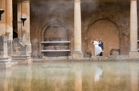 Sunrise wedding day. Bath Historic Venues. The Roman Baths.