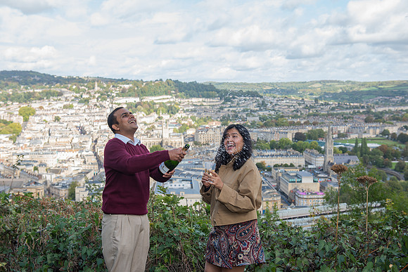 17. Amit & Ishita proposal at Alexandra Park view point. Bath. Beata Cosgrove Photography