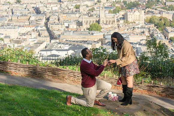 2. Amit & Ishita proposal at Alexandra Park view point. Bath. Beata Cosgrove Photography