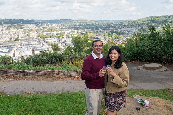 46. Amit & Ishita proposal at Alexandra Park view point. Bath. Beata Cosgrove Photography