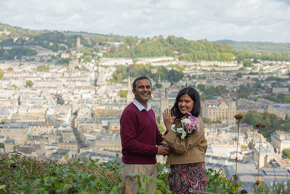44. Amit & Ishita proposal at Alexandra Park view point. Bath. Beata Cosgrove Photography