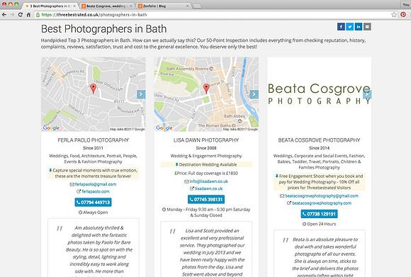 Beata Cosgrove as a best rated photographer in Bath