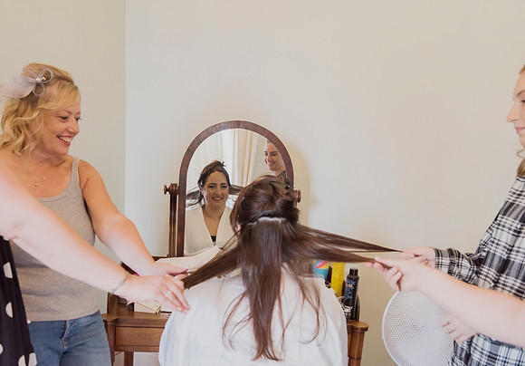 Bride preparations at Pennard House. Beata Cosgrove Photography.