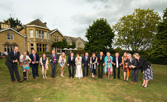 Bath weeding photographer Beata Cosgrove. Group wedding photo Homewood, Bath