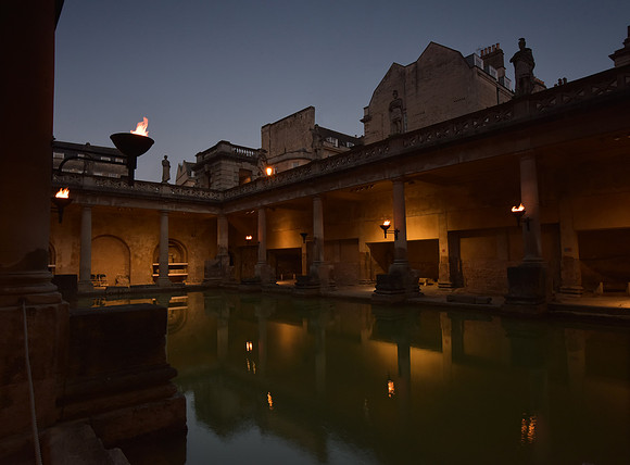 The Roman Baths just after sunset. Beata Cosgrove Photography