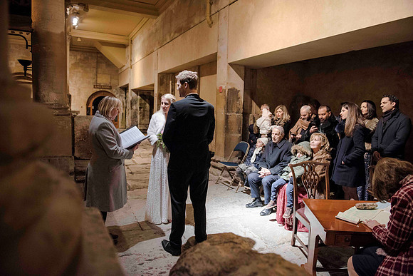 Sunset wedding at the Roman Baths by Beata Cosgrove Photography