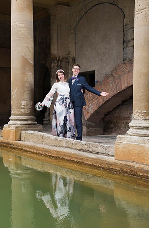 The happy couple at sunrise Wedding in The Roman Baths. Beata Cosgrove Photography