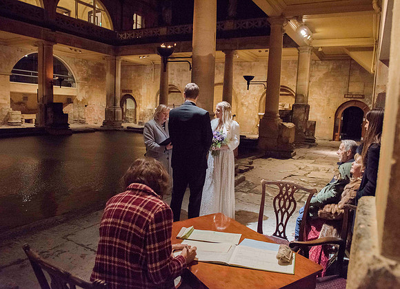 Wedding sunset ceremony. The Roman Baths. Beata Cosgrove Photography