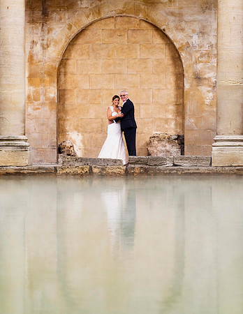 Sunset wedding ath The Roman Baths. Beata Cosgrove Wedding Photographer